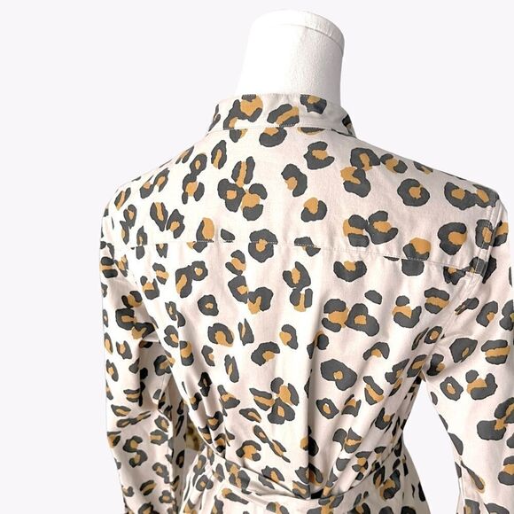 A.P.C. RUE MADAME PARIS NWOT Cotton twill belted shirtdress in Leopard Size L - Picture 6 of 10